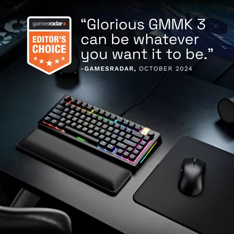Teclado gaming mecánico GLORIOUS GMMK 3 PRO HE 75%, Cableado, USB, QWERTY, RGB, Negro