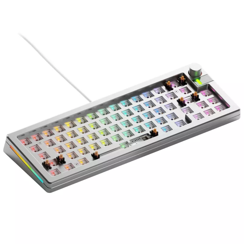 Teclado mecánico GLORIOUS GMMK 3 PRO 65% Barebones cableado Plata — 65% USB RGB, cable de 2 m