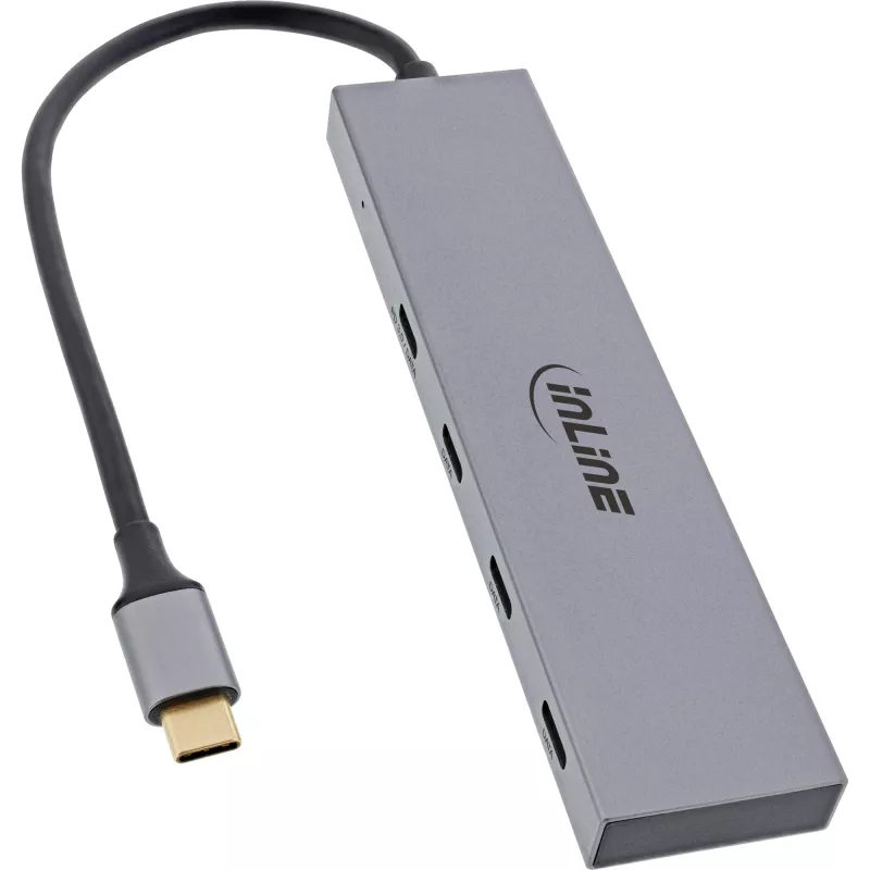 InLine Hub USB 3.2 Gen.2 (10 Gb/s), 4 puertos USB-C, OTG, carcasa de aluminio