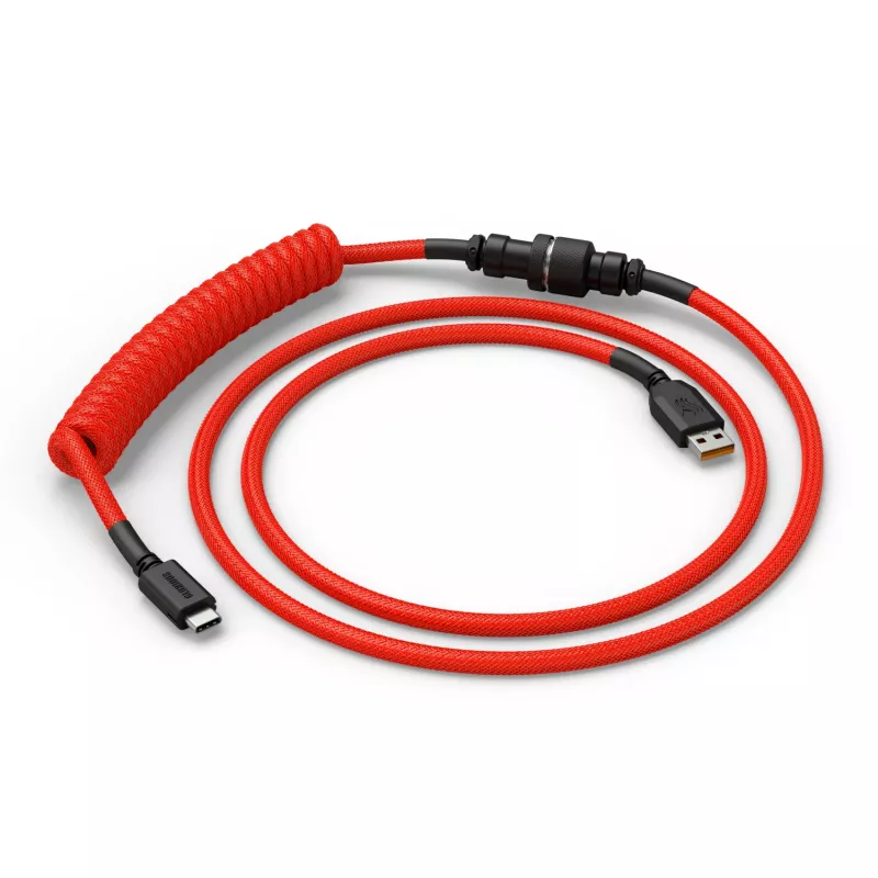 Cable USB en espiral GLORIOUS para GMMK Crimson Red — cable de teclado desmontable, diseño en espiral