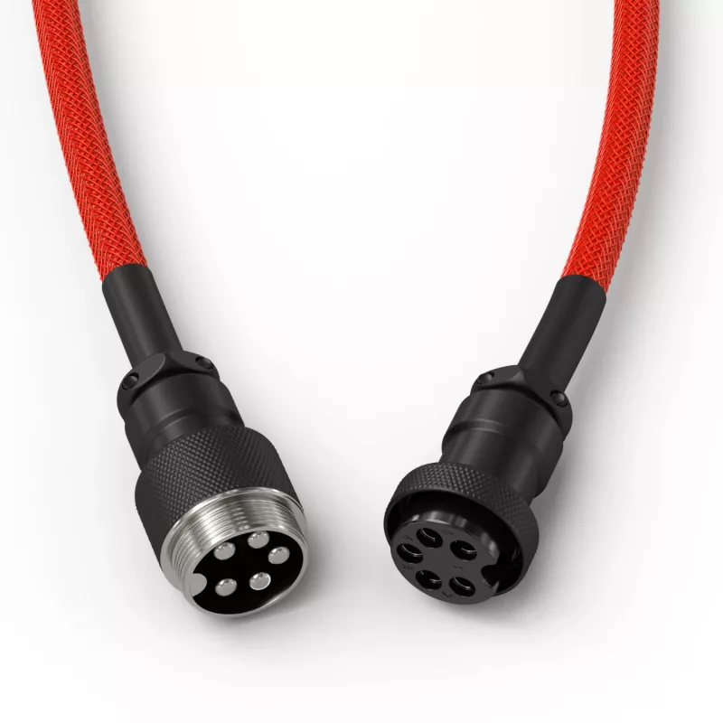Cable USB en espiral GLORIOUS para GMMK Crimson Red — cable de teclado desmontable, diseño en espiral