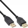Cable de extensión USB 2.0 InLine Type-A macho / hembra, dorado, negro, 2 m