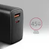 Cargador Axagon ACU-PQ45 QC 3.0 4.0 AFC FCP PPS PD 45W negro