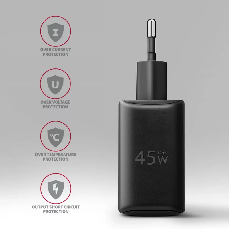 Cargador Axagon ACU-PQ45 QC 3.0 4.0 AFC FCP PPS PD 45W negro