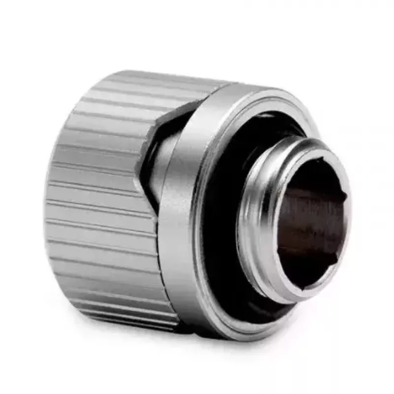 Racor EKWB HDC 14 — latón, acabado titanio, altura 15 mm, Ø tubo interior 14 mm