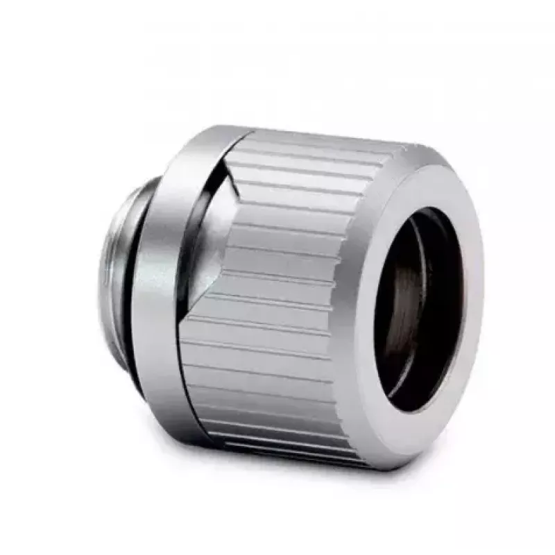 Racor EKWB HDC 14 — latón, acabado titanio, altura 15 mm, Ø tubo interior 14 mm