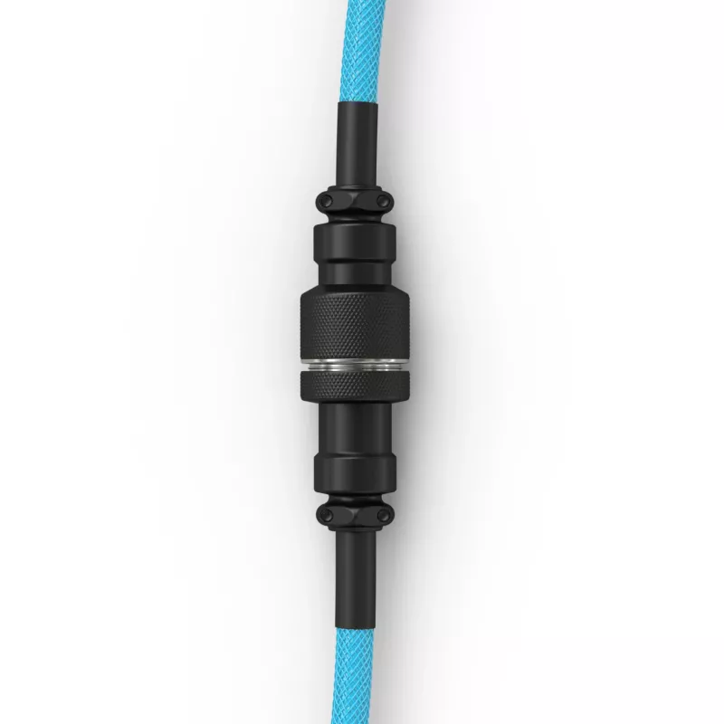 Cable espiral USB GLORIOUS GMMK Electric Blue — cable de teclado desmontable, conectores en ángulo recto
