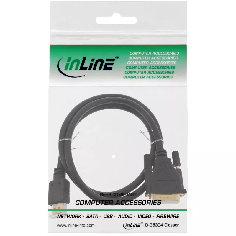 Cable InLine HDMI a DVI, conector macho / conector macho 18+1, dorado, 1 m