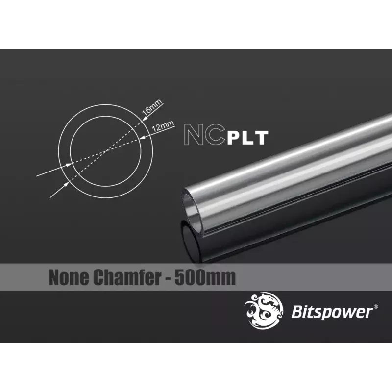 Bitspower BP-NCPLT16-L500 Tubo de enlace PETG None Chamfer, 16/12 mm, 50 cm, Transparente
