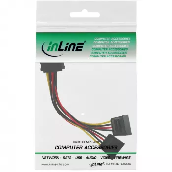 Cable de alimentación en Y SATA InLine conector hembra SATA / 2x conector macho SATA 0,15 m