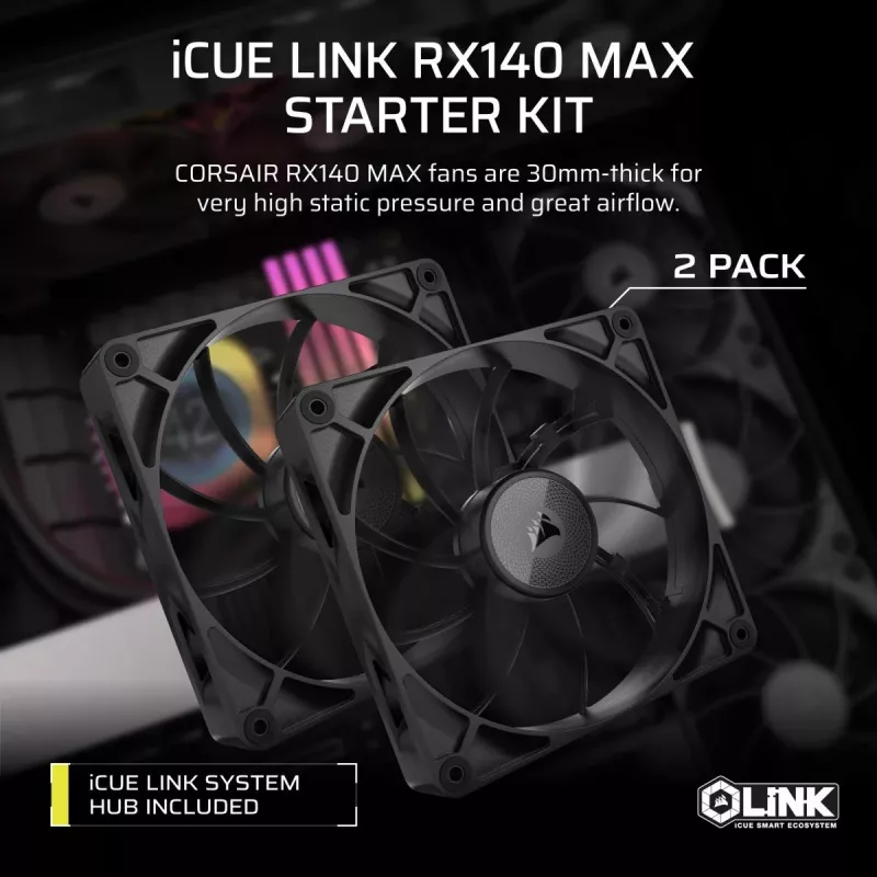 Ventilador Corsair iCUE LINK RX140 MAX 14 cm Negro 300-1600 rpm