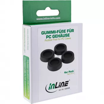 Pies de goma InLine para carcasas de PC y servidor pack de 4 negro