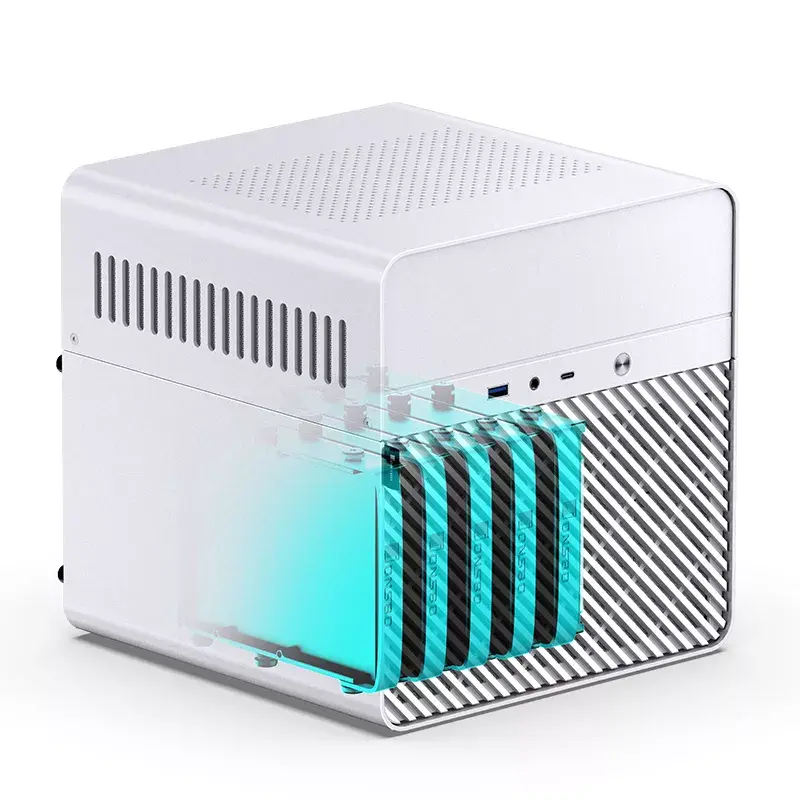 Jonsbo N2 caja NAS Mini-ITX, cubo, aluminio/acero, blanca