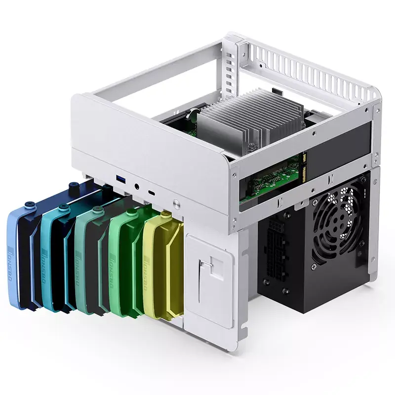 Jonsbo N2 caja NAS Mini-ITX, cubo, aluminio/acero, blanca