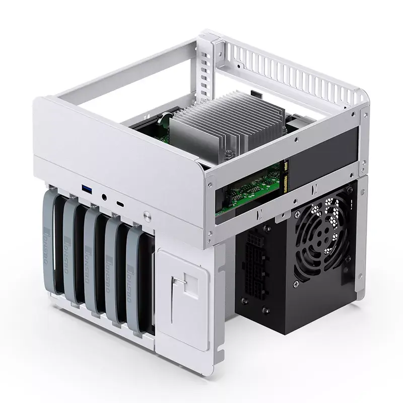 Jonsbo N2 caja NAS Mini-ITX, cubo, aluminio/acero, blanca
