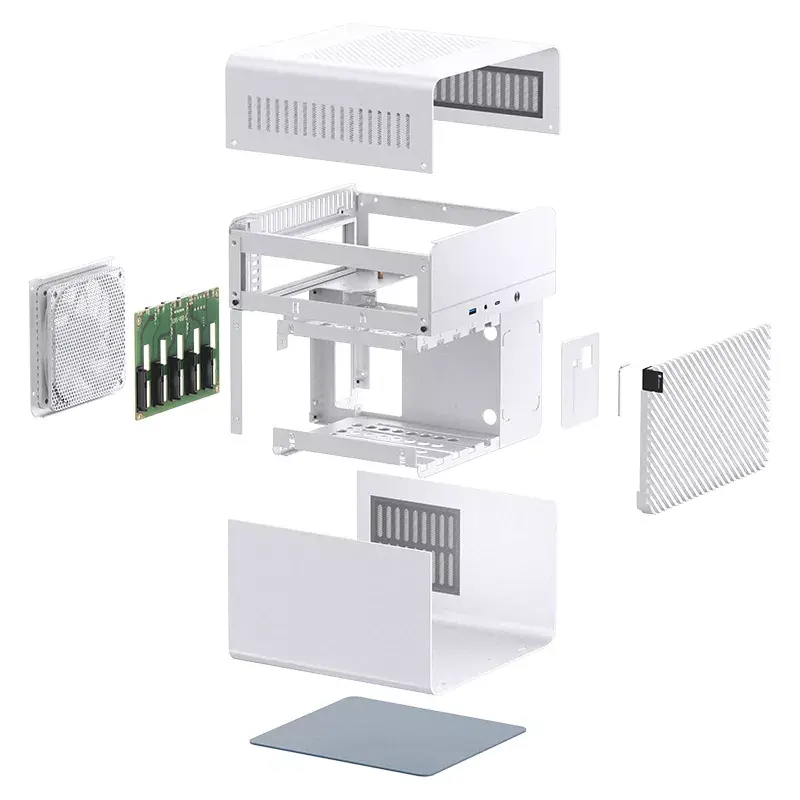 Jonsbo N2 caja NAS Mini-ITX, cubo, aluminio/acero, blanca