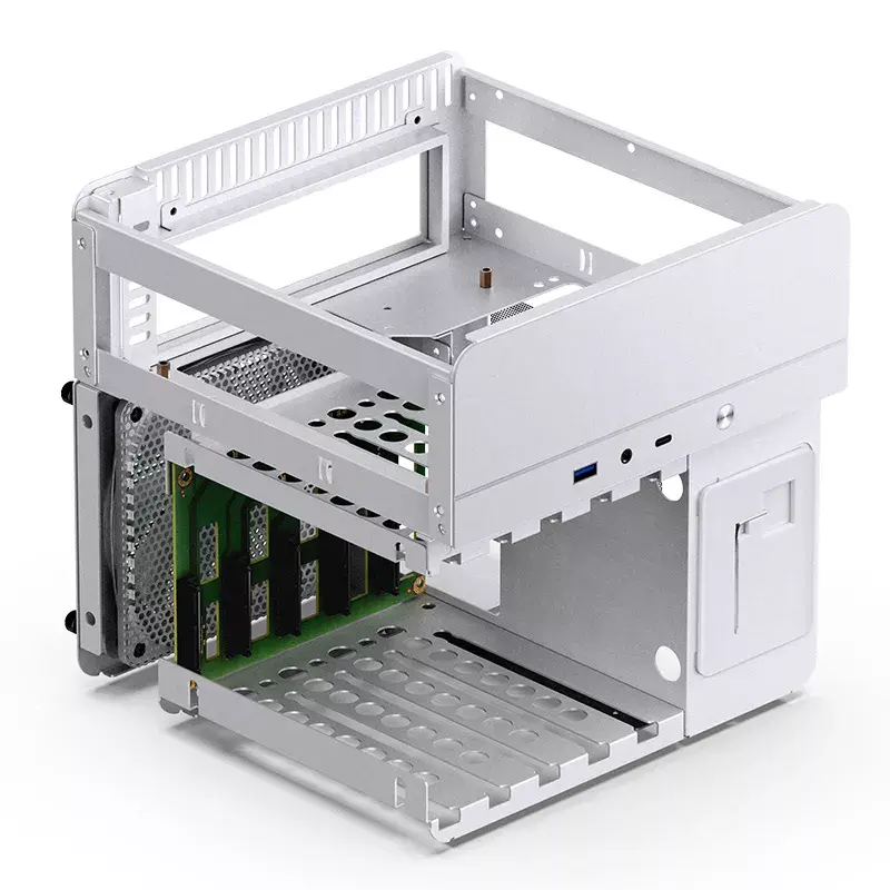 Jonsbo N2 caja NAS Mini-ITX, cubo, aluminio/acero, blanca