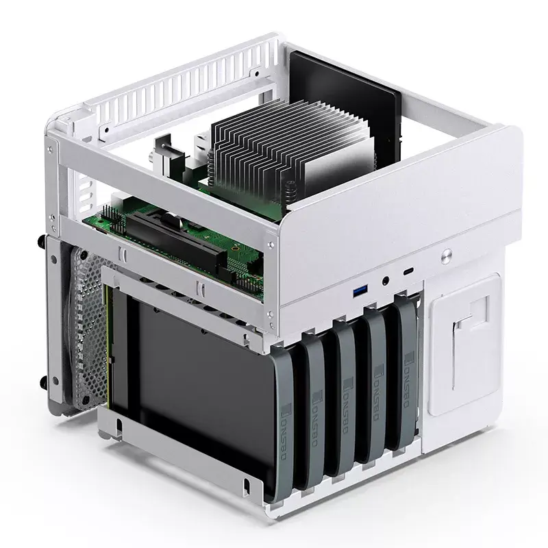 Jonsbo N2 caja NAS Mini-ITX, cubo, aluminio/acero, blanca