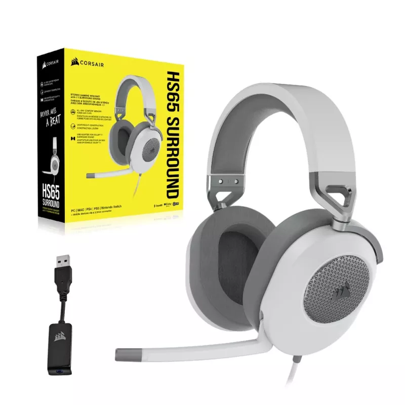 Auriculares gaming CORSAIR Hs65 - 3.5mm - Surround - White