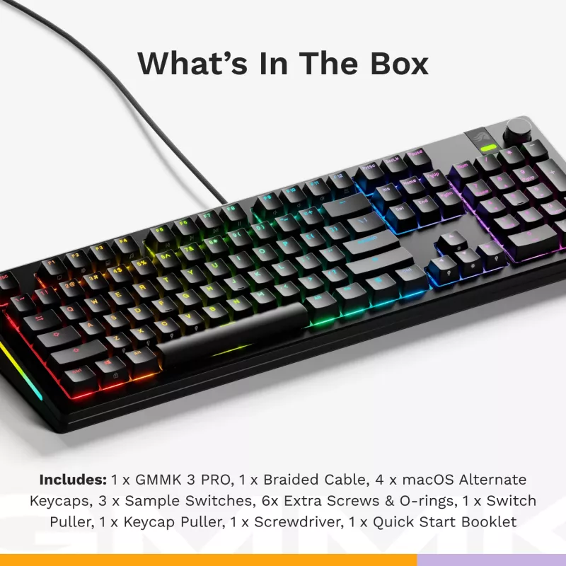 Teclado gaming mecánico GLORIOUS GMMK 3 PRO 100% Prebuilt Cableado USB Negro US QWERTY RGB