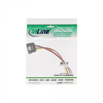 Cable adaptador de alimentación SATA InLine 4-Pin Molex / 15-Pin SATA con bloqueo 0,15 m