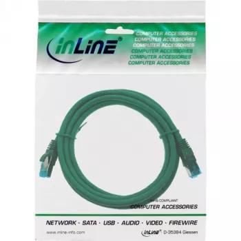 Cable de red InLine S/FTP PiMF Cat.6A libre de halógenos 500MHz verde 0,5m