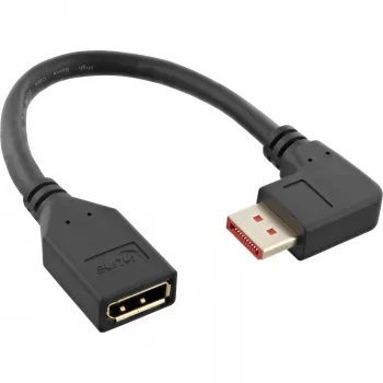 Cable adaptador InLine DisplayPort 1.4 macho/hembra, 8K4K, acodado a la derecha, negro/dorado