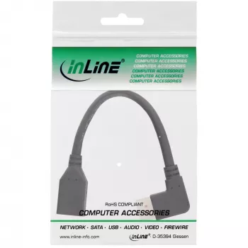Cable adaptador InLine DisplayPort 1.4 macho/hembra, 8K4K, acodado a la derecha, negro/dorado