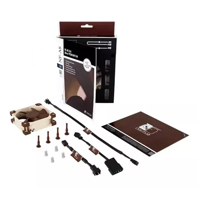 Noctua NF-A8 ULN ventilador de caja, 80 mm, 12 V, 3 pines, rodamiento SSO2, 1100–1400 rpm, 34,8 m³/h, 6,5–10,4 dB(A), beige/marrón