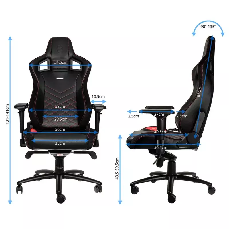 Silla gaming noblechairs EPIC asiento acolchado negro rojo 120 kg