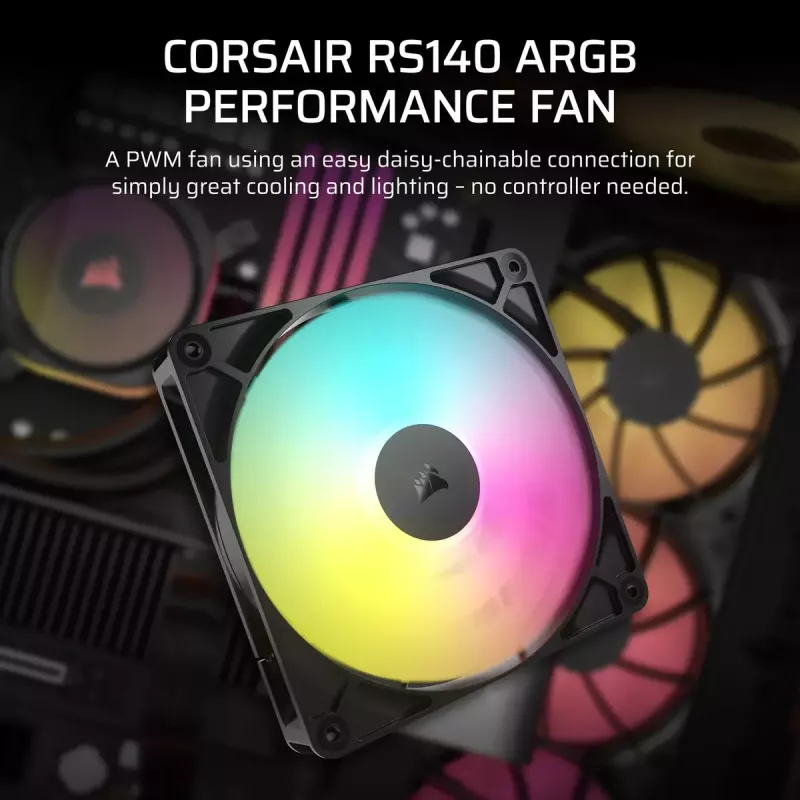 Ventilador Corsair RS140 ARGB 14 cm negro 330-1700 rpm