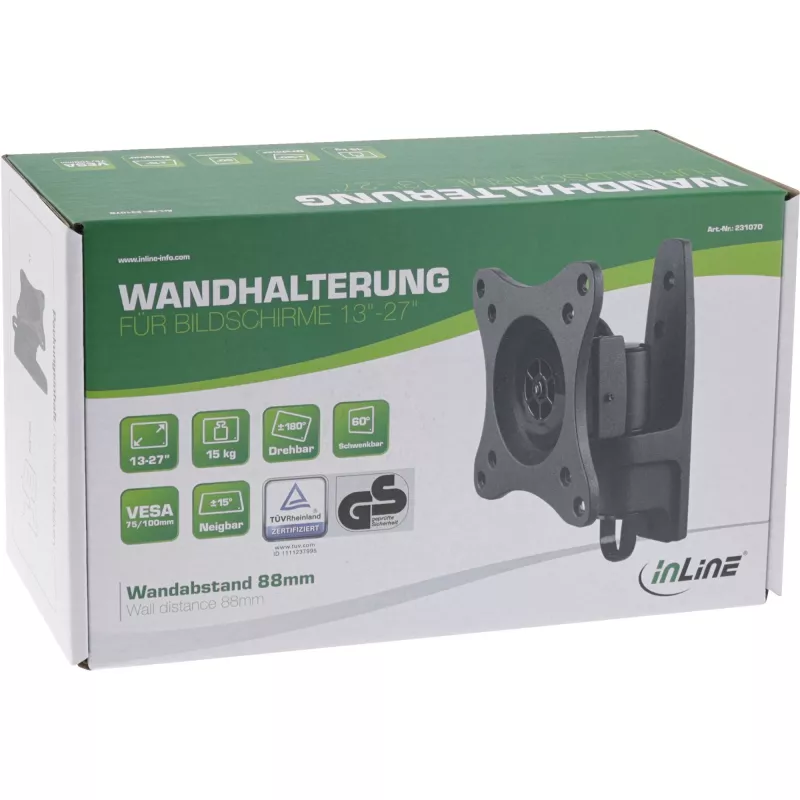 Soporte de pared InLine, para monitores de hasta 69 cm (27 pulgadas), máx. 15 kg