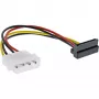 Cable adaptador de alimentación SATA InLine 1x conector hembra 4 pines / 15 pines SATA en ángulo hacia arriba 29670X
