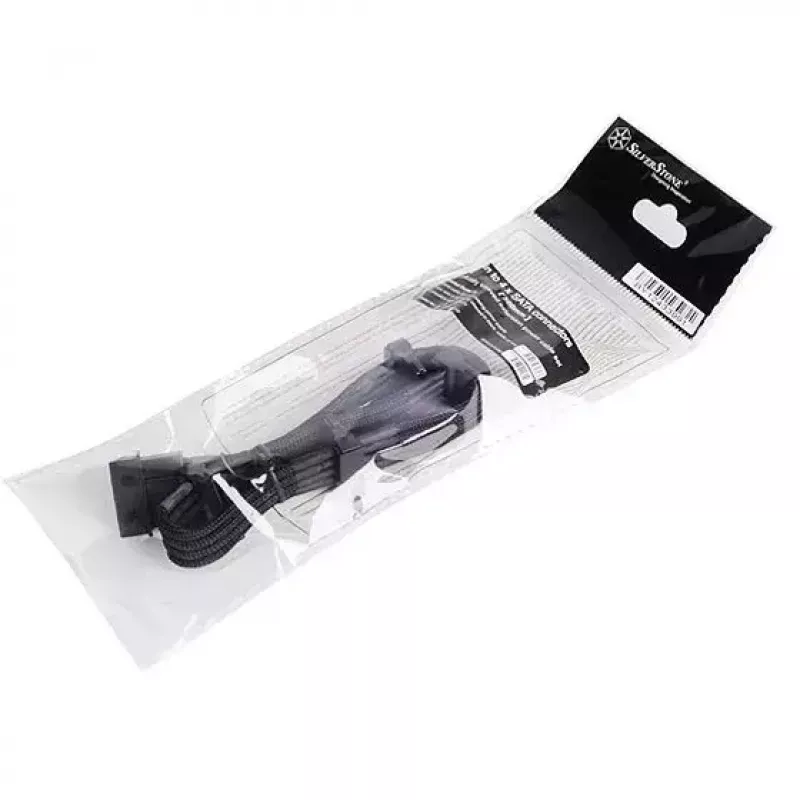 SilverStone SST-PP07-BTSB cable alargador de Molex de 4 pines a 4x SATA, 300 mm, negro