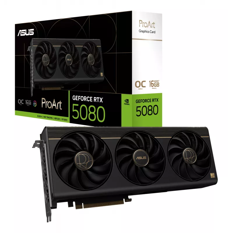 Tarjeta gráfica ASUS GeForce RTX 5080 16 GB GDDR7 PCIe 5.0, 256 bits, OC, 3 ventiladores, 304 mm
