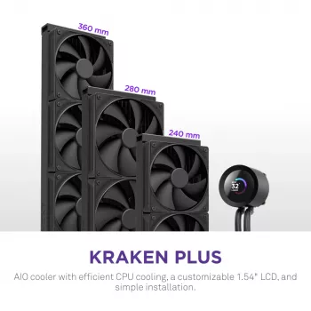 Refrigeración líquida todo en uno NZXT Kraken Plus 360 12 cm Negro Fluid Dynamic Bearing