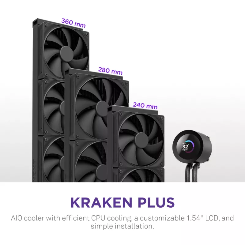 Refrigeración líquida todo en uno NZXT Kraken Plus 360 12 cm Negro Fluid Dynamic Bearing