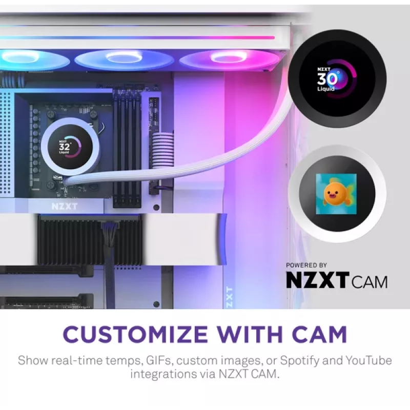 Refrigeración líquida todo en uno NZXT Kraken Plus 360 RGB Blanco 500–2400 rpm