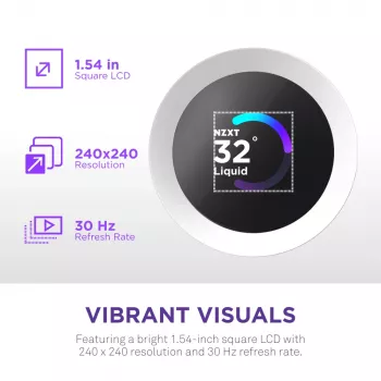 Refrigeración líquida todo en uno para CPU NZXT Kraken Plus RGB 240 — ventilador de 120 mm, rodamiento FDB, blanco