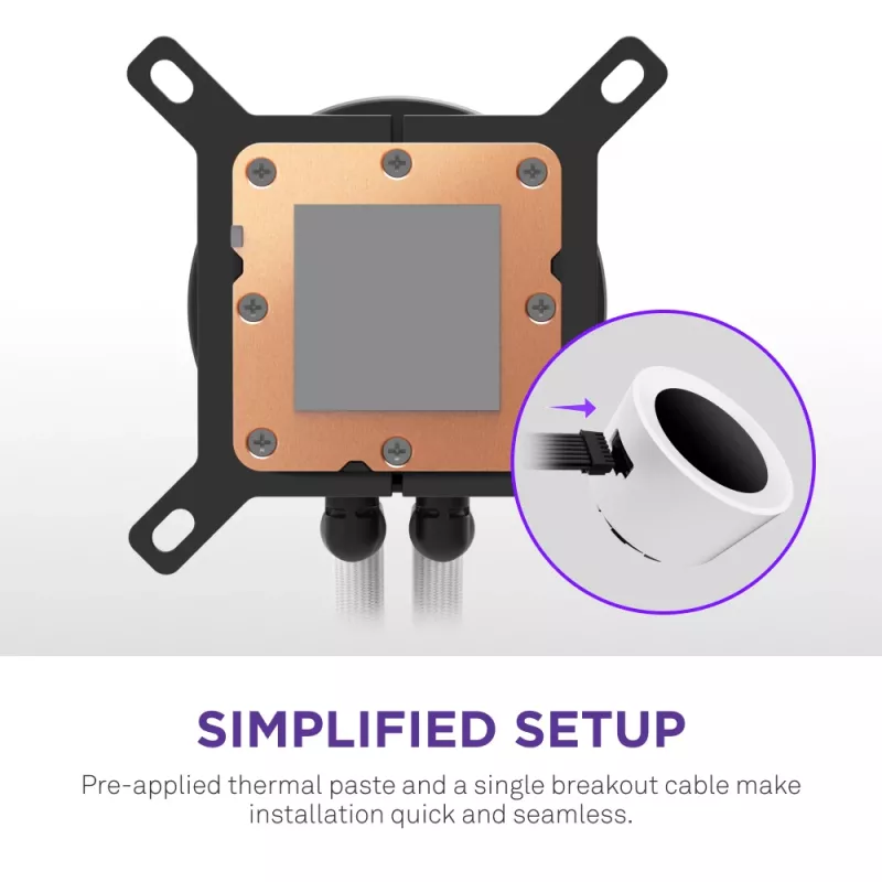Refrigeración líquida todo en uno para CPU NZXT Kraken Plus RGB 240 — ventilador de 120 mm, rodamiento FDB, blanco