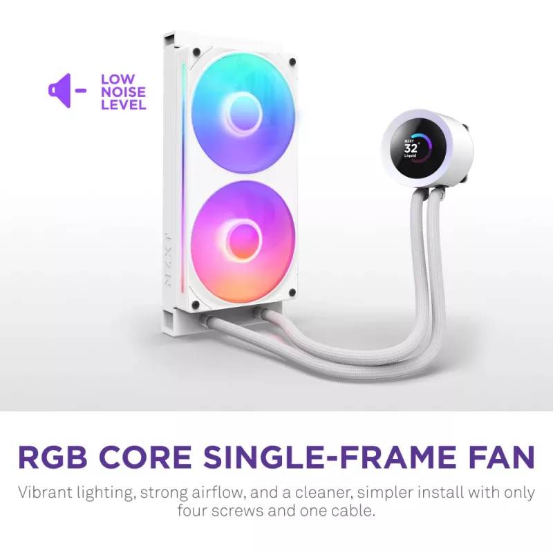 Refrigeración líquida todo en uno para CPU NZXT Kraken Plus RGB 240 — ventilador de 120 mm, rodamiento FDB, blanco