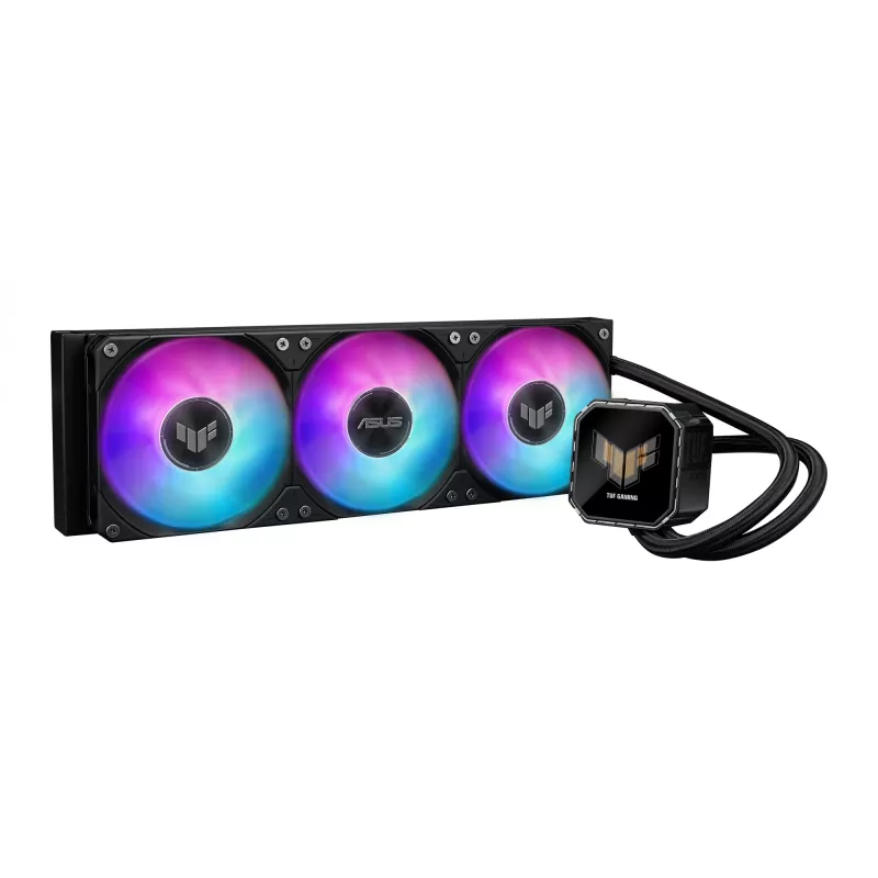 Refrigeración líquida todo en uno ASUS TUF Gaming LC III 360 ARGB LCD — radiador de 360 mm, 3 ventiladores de 120 mm, socket AM5/AM4/LGA1700/LGA1200, negro