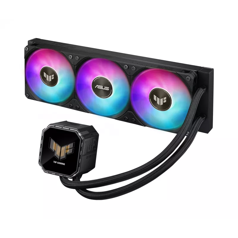 Refrigeración líquida todo en uno ASUS TUF Gaming LC III 360 ARGB LCD — radiador de 360 mm, 3 ventiladores de 120 mm, socket AM5/AM4/LGA1700/LGA1200, negro