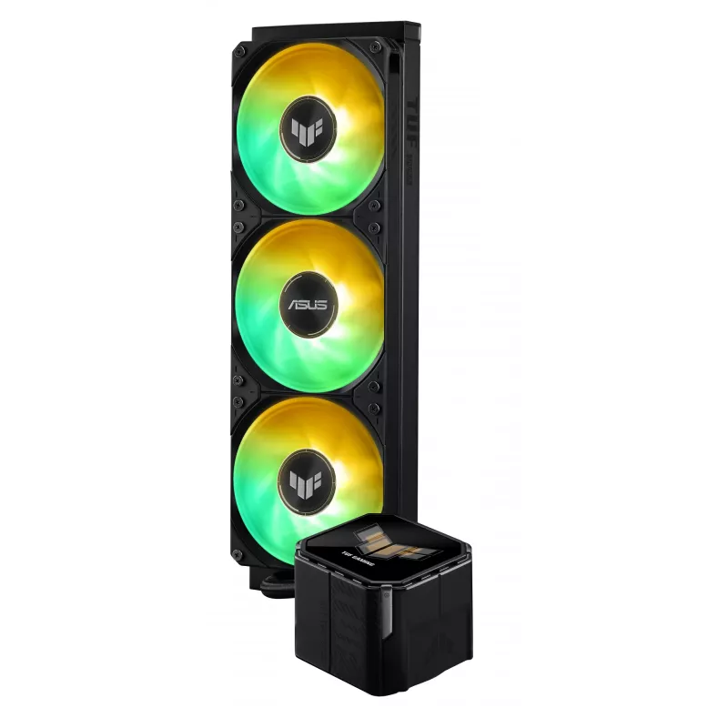 Refrigeración líquida todo en uno ASUS TUF Gaming LC III 360 ARGB LCD — radiador de 360 mm, 3 ventiladores de 120 mm, socket AM5/AM4/LGA1700/LGA1200, negro