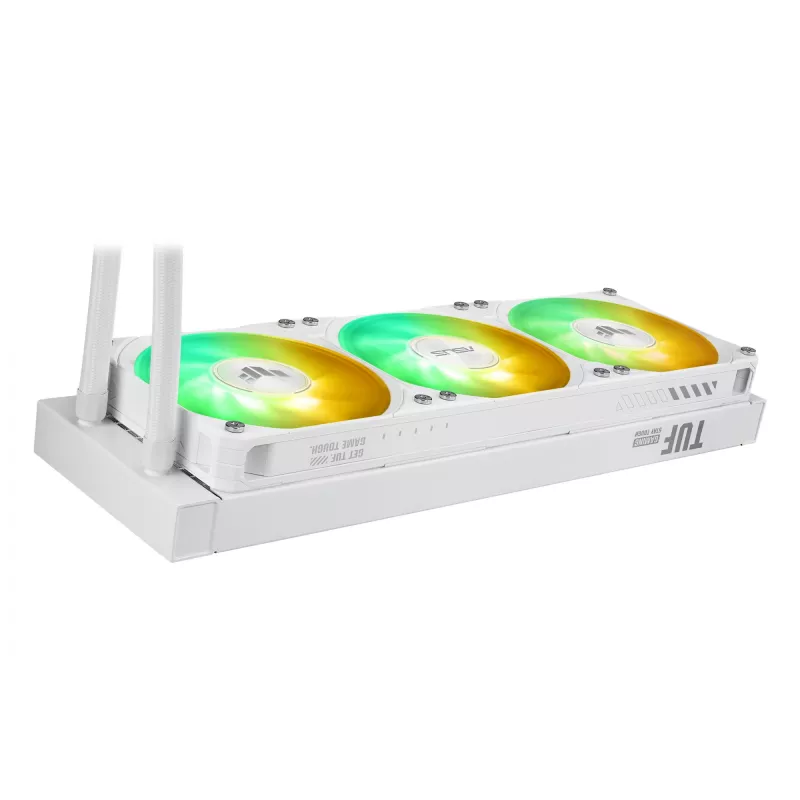 Refrigeración líquida todo en uno ASUS TUF Gaming LC III 360 ARGB LCD White Edition – radiador de 360 mm, 3 ventiladores PWM de 120 mm, pantalla LCD, blanco