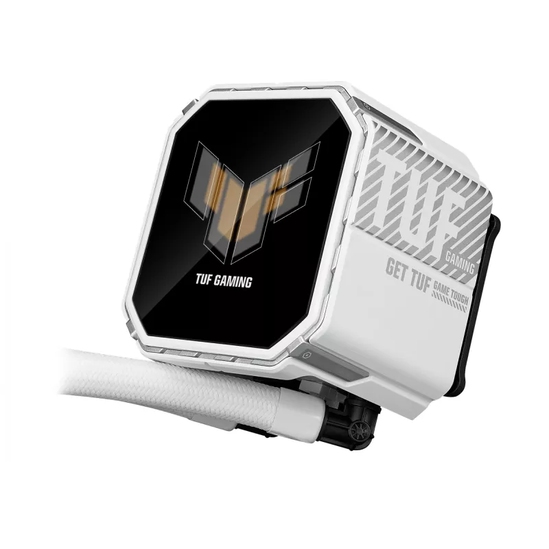 Refrigeración líquida todo en uno ASUS TUF Gaming LC III 360 ARGB LCD White Edition – radiador de 360 mm, 3 ventiladores PWM de 120 mm, pantalla LCD, blanco