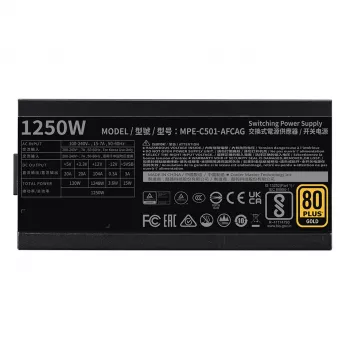 Fuente de alimentación COOLER MASTER Mwe 1250 V2 Gold Totalmente Modular 1250 W ATX Negra