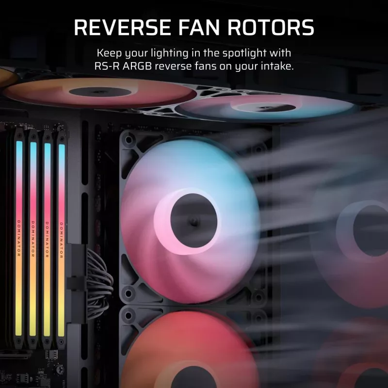 Ventilador de refrigeración CORSAIR RS120-R ARGB 120mm Pack de 3, 120 mm, iluminación ARGB, 3 ventiladores