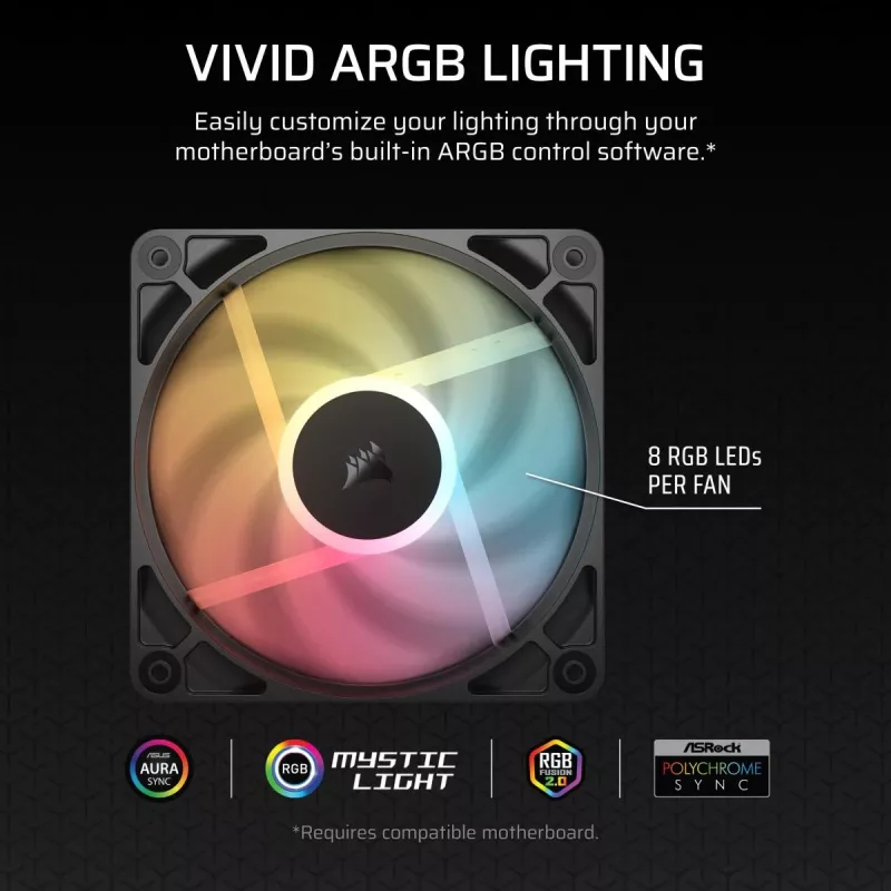 Ventilador de refrigeración CORSAIR RS120-R ARGB 120mm Pack de 3, 120 mm, iluminación ARGB, 3 ventiladores