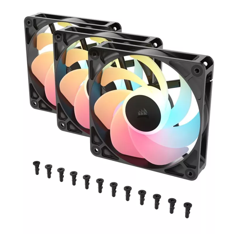 Ventilador de refrigeración CORSAIR RS120-R ARGB 120mm Pack de 3, 120 mm, iluminación ARGB, 3 ventiladores
